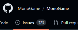 A photo of the total number of issues present in MonoGame.