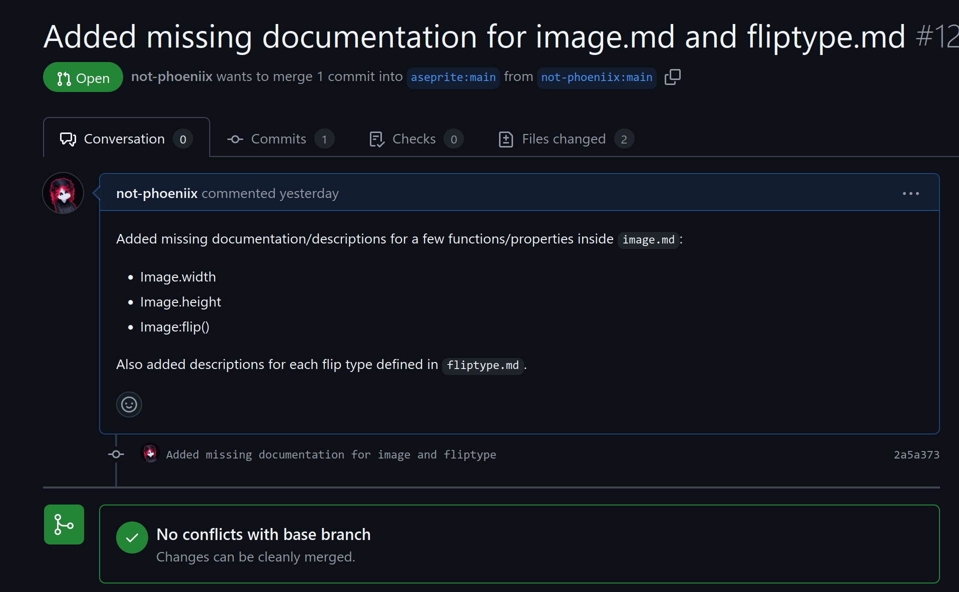 A screenshot of a GitHub pull request