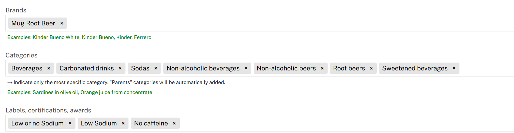Editing Page for Root Beer