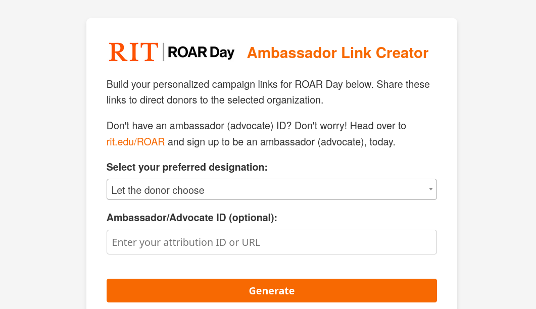 image of ROAR Day URL Creator